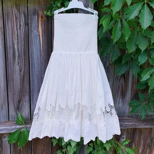 Altar’d State White Strapless Lace-Trim Dress